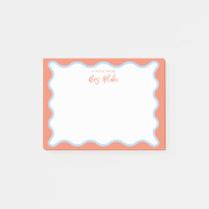 Vibrant Colourful Pink Blue Wavy Zigzag Border Post-it Notes