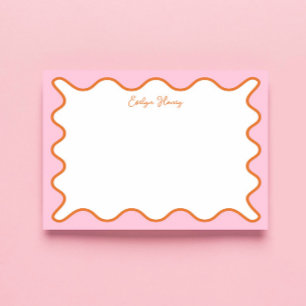 Vibrant Colourful Pink Orange Wavy Zigzag Border Notepad