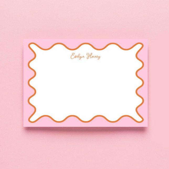 Vibrant Colourful Pink Orange Wavy Zigzag Border Notepad (Creator Uploaded)