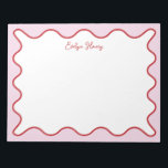 Vibrant Colourful Pink Red Wavy Zigzag Border Notepad<br><div class="desc">Perfect gift for anyone who loves colourful and bright notepads,  featuring red and pink wavy border.
For more advanced customisation of this design,  e.g. changing layout,  font or text size please click the "CUSTOMIZE" button above. Please contact me for any questions!</div>