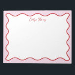 Vibrant Colourful Pink Red Wavy Zigzag Border Notepad<br><div class="desc">Perfect gift for anyone who loves colourful and bright notepads,  featuring red and pink wavy border.
For more advanced customisation of this design,  e.g. changing layout,  font or text size please click the "CUSTOMIZE" button above. Please contact me for any questions!</div>