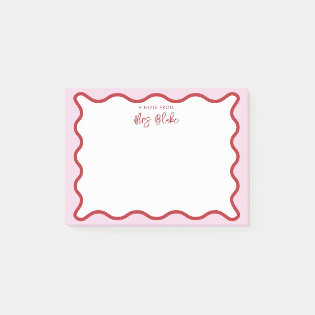 Vibrant Colourful Pink Red Wavy Zigzag Border Post-it Notes (Front)