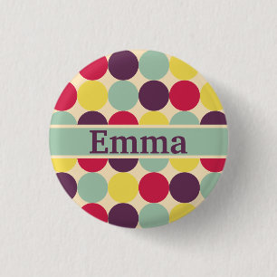 Vibrant Colourful Polka Dot Pattern 1 Inch Round Button