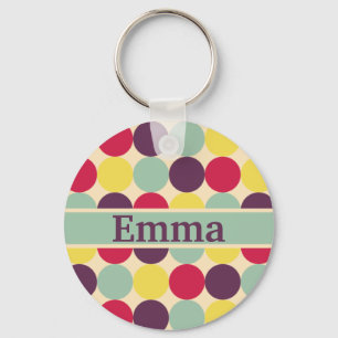 Vibrant Colourful Polka Dot Pattern Keychain