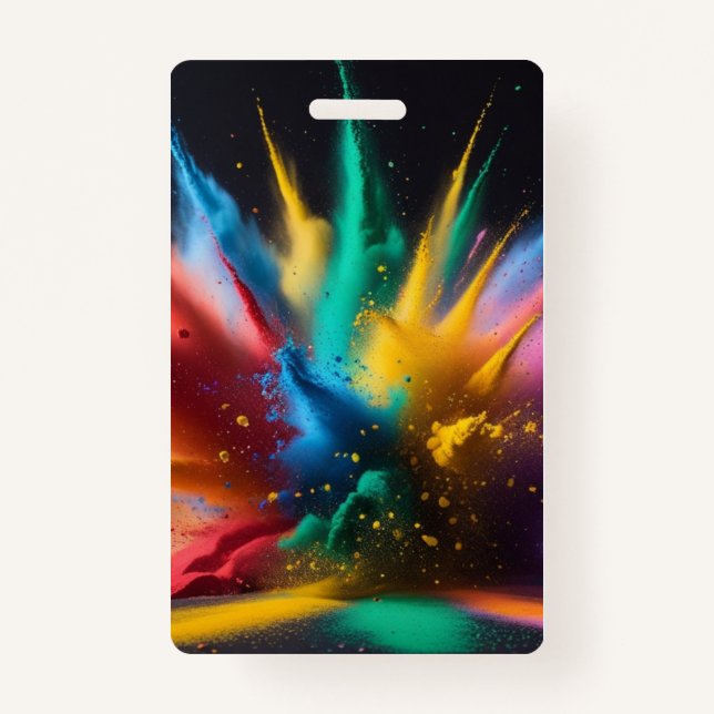 Vibrant Colourful Powder Abstract Badge (Front)