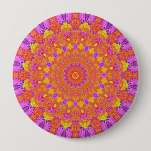 Vibrant Colourful Psychedelic Abstract Kaleidoscop 4 Inch Round Button