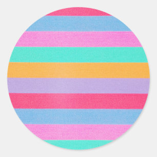 Vibrant Colourful Retro Stripes Classic Round Sticker