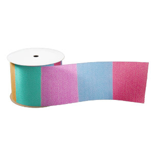 Vibrant Colourful Retro Stripes Satin Ribbon