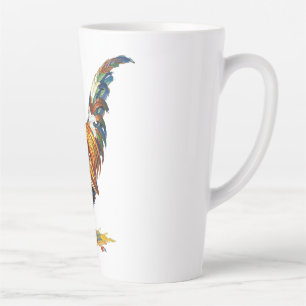 Vibrant Colourful Rooster Illustration Artwork Latte Mug