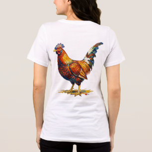 Vibrant Colourful Rooster Illustration Artwork Tri-Blend Shirt