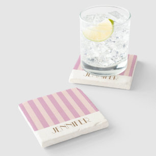 Vibrant Colourful Stripes purple Trendy Wedding Stone Coaster