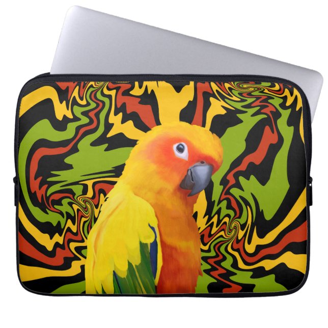 Vibrant Colourful Sun Conure Parrot Laptop Sleeve (Front)