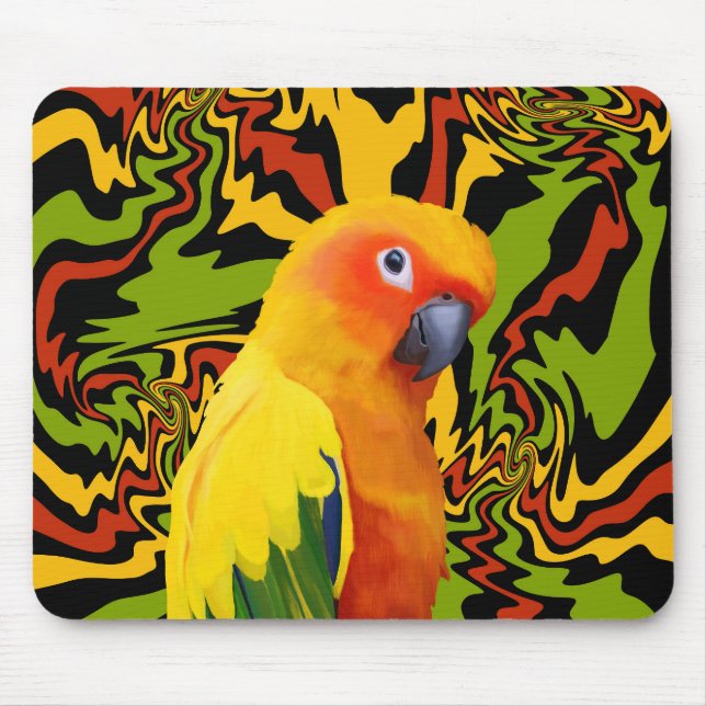 Vibrant Colourful Sun Conure Parrot Mouse Pad (Front)