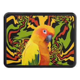 Vibrant Colourful Sun Conure Parrot Trailer Hitch Cover