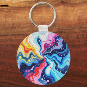 Vibrant Colourful Swirl Abstraction Keychain