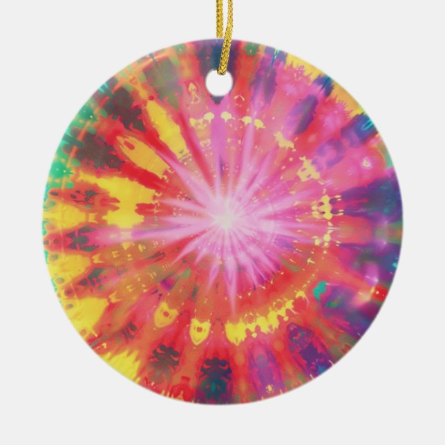 Vibrant Colourful Tie-Dye #1 Ceramic Ornament (Front)