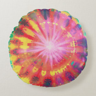 Vibrant Colourful Tie-Dye #1 Round Pillow