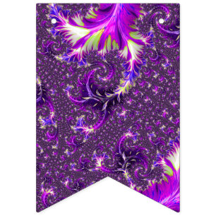 Vibrant Colourful Trippy Groovy Boho Spiral Fracta Bunting Flags