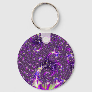 Vibrant Colourful Trippy Groovy Boho Spiral Fracta Keychain