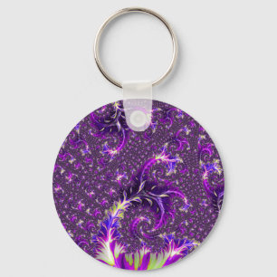 Vibrant Colourful Trippy Groovy Boho Spiral Fracta Keychain
