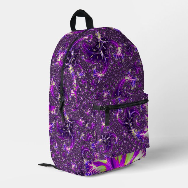 Vibrant Colourful Trippy Groovy Boho Spiral Fracta Printed Backpack (Back Corner Left)