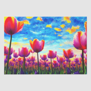 Vibrant Colourful Tulips Decoupage Tissue Paper