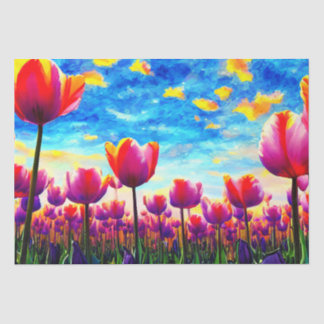 Vibrant Colourful Tulips Decoupage Tissue Paper