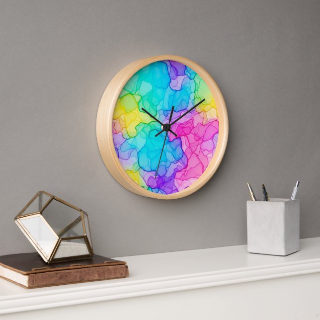 Vibrant Colourful Wall Clock – Artistic Modern Des (Office)