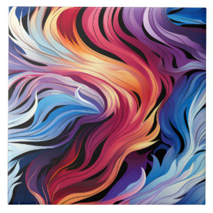 Vibrant Colourful Watercolor Swirl Pattern Tile