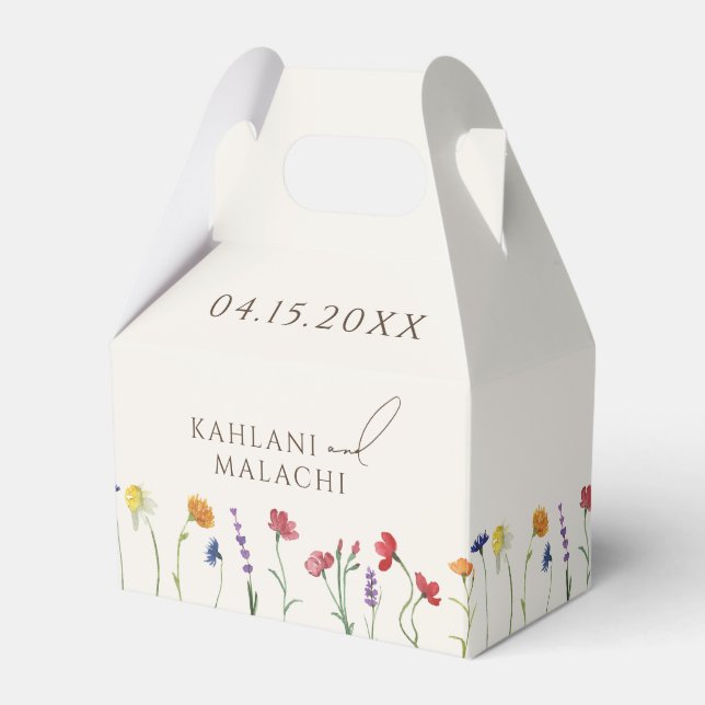 Vibrant Colourful Wildflower Modern Wedding Favor Box (Front Side)