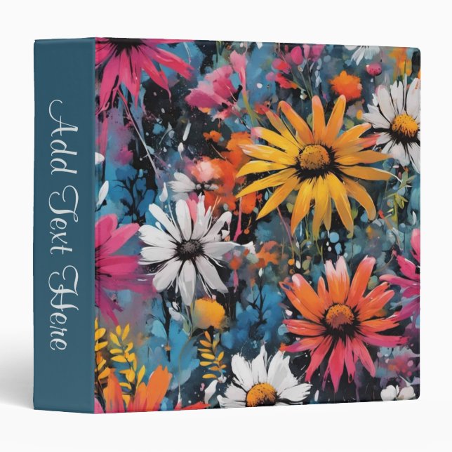 Vibrant Colourful Wildflower Print Personal Binder (Front/Spine)