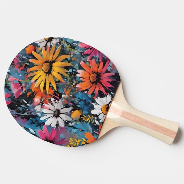 Vibrant Colourful Wildflower Print Ping Pong Paddle (Back Side)