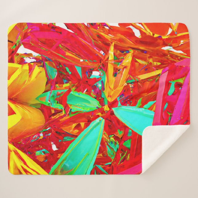Vibrant Colours Abstract Pattern Sherpa Blanket (Front (Horizontal))