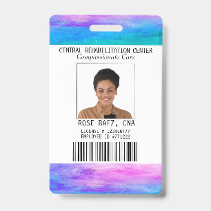 Vibrant Colours Hospital CNA Photo ID Name Badge