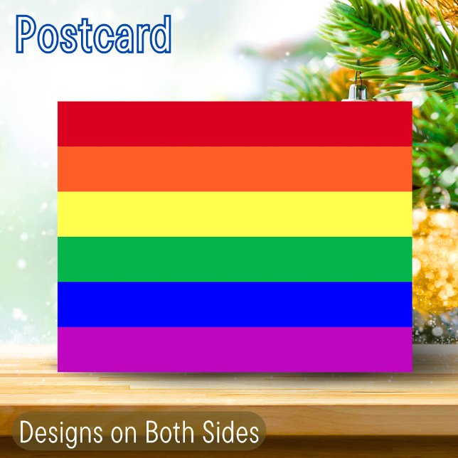 Vibrant Colours LGBTQ+ Rainbow Flag 2 Side Designs Postcard (Creator Uploaded)