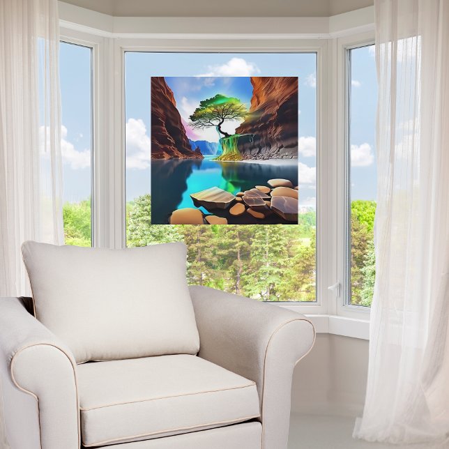  Vibrant Colours Lone Tree on a Cliff Window Cling (Creator Uploaded)