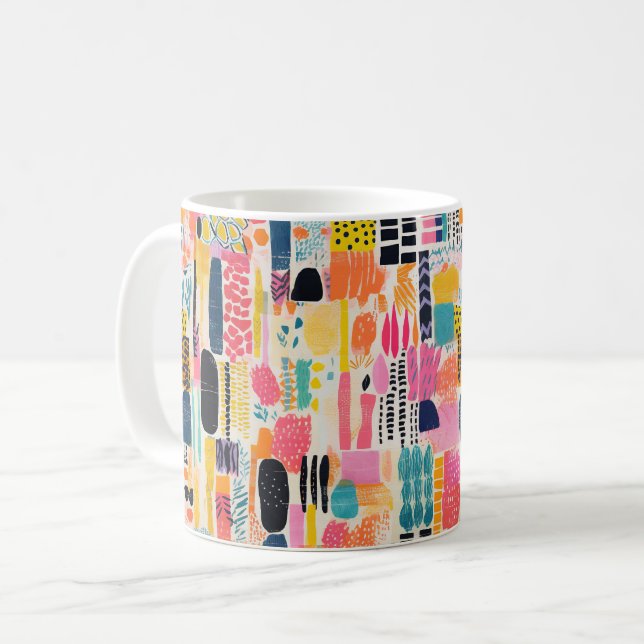 Vibrant Colours Pattern Coffee Mug (Front Left)