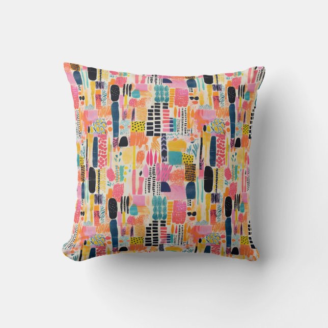 Vibrant Colours Pattern Throw Pillow (Front)
