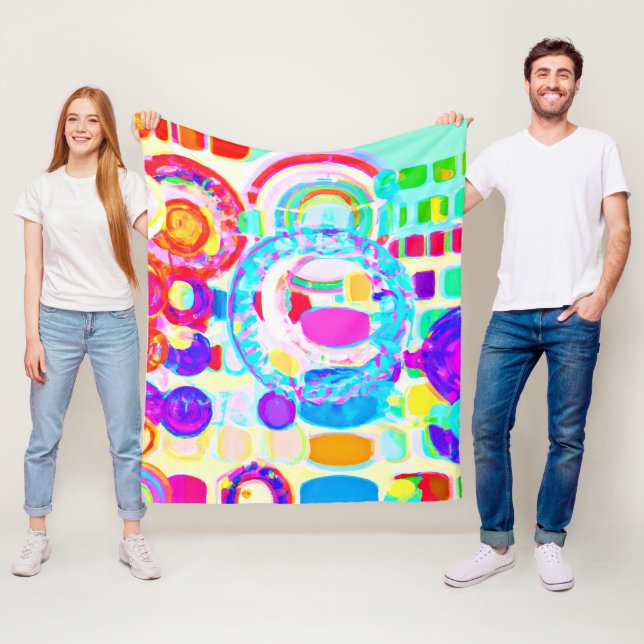 Vibrant Colours Random Pattern Fleece Blanket (In Situ)