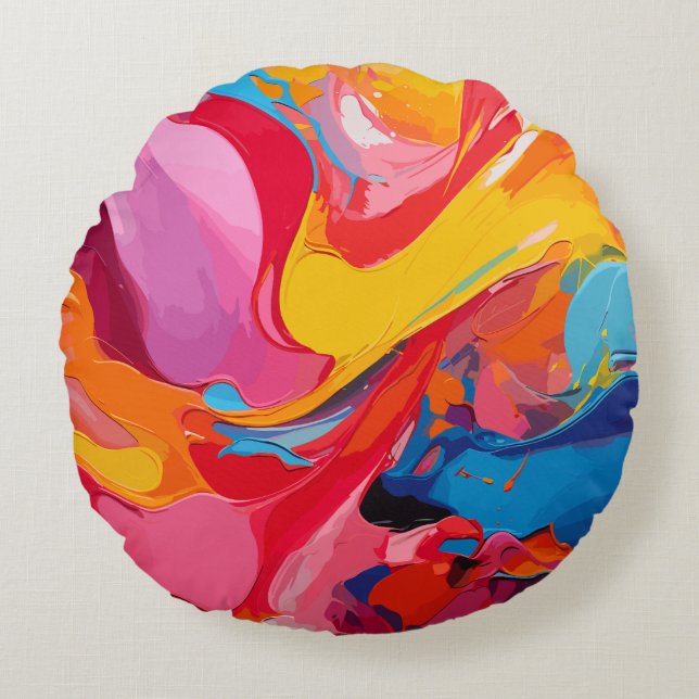 Vibrant Colours Round Pillow (Front)