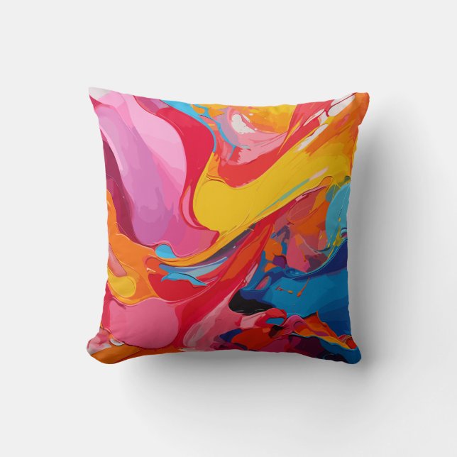 Vibrant Colours Throw Pillow (Front)