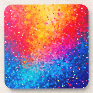 Vibrant Confetti Starburst Art Coaster