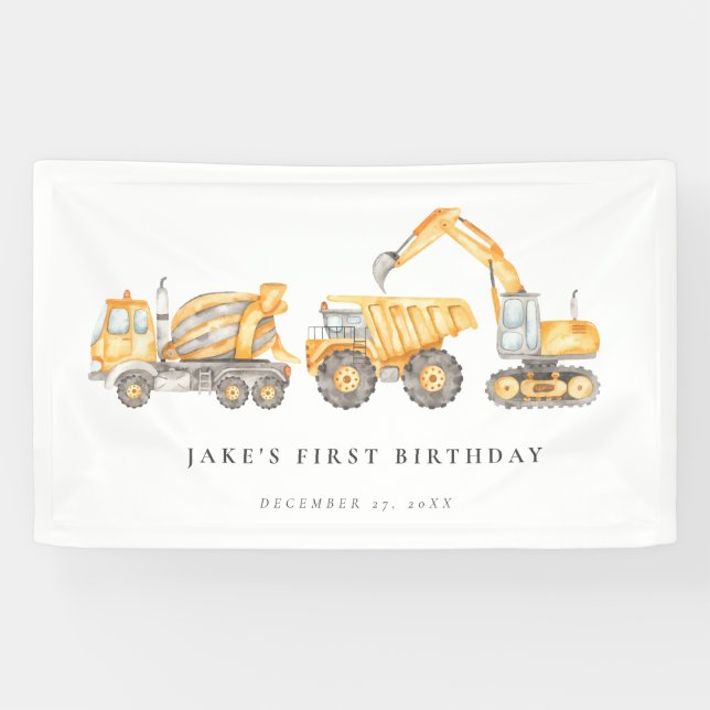 Vibrant Construction Trucks  Banner (Horizontal)