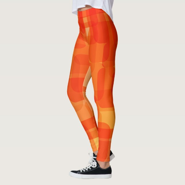 Vibrant Contemporary Abstract Modern Art Orange Leggings (Left)