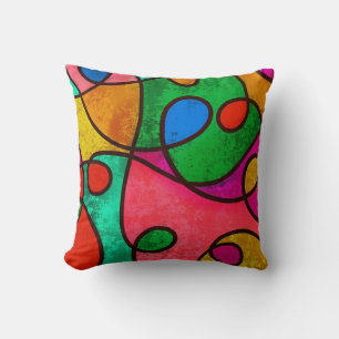 Vibrant Contemporary Colour Swirls Throw Pillow