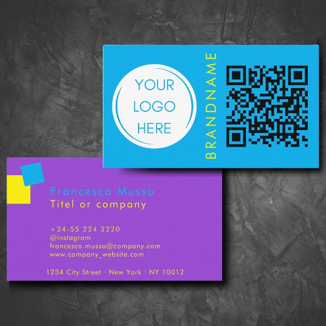 Vibrant contrast colour, logo and QR code modern Business Card (Creator Uploaded)