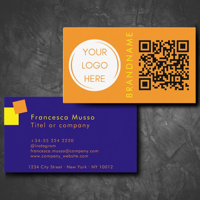 Vibrant contrast colour, logo and QR code modern Business Card (Creator Uploaded)