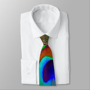 Vibrant Copper Peacock Feather Tie