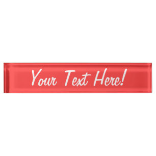 Vibrant Coral Color Decor Customize This Nameplate