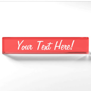 Vibrant Coral Colour Decor Customize This Nameplate